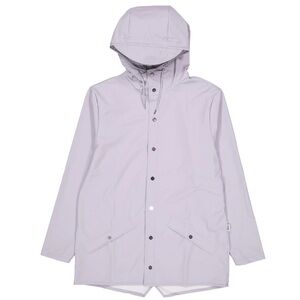Rains Jacket Flint‎ Gray Lilac Waterproof Hooded Raincoat Snap Button 12010